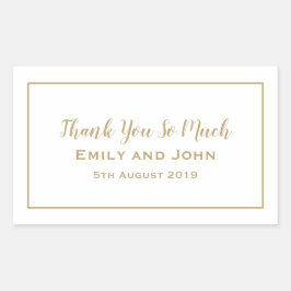 Enkel Guld-typografi och Ram-bröllopsförmån Rektangulärt Klistermärke