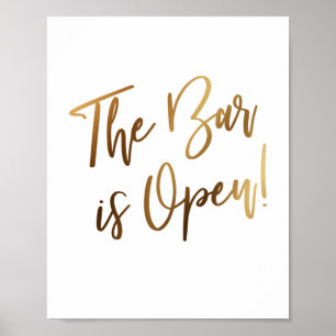 Enkel Guld-typografi Pub är Open Sign Poster