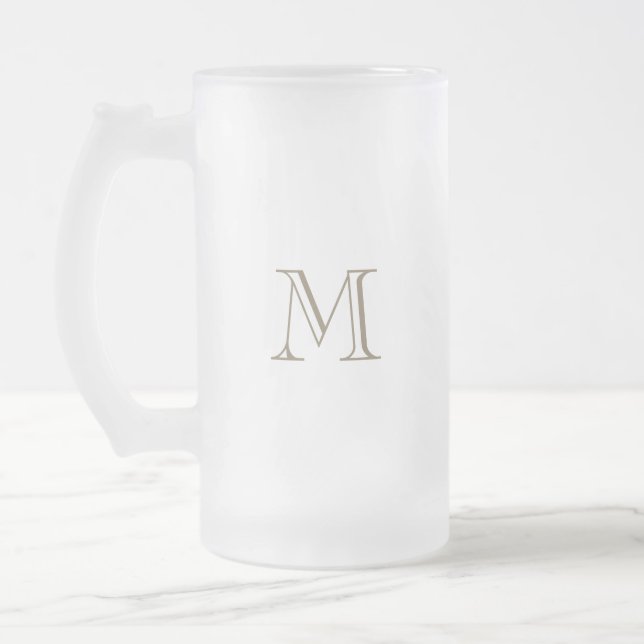 Enkel guldförgylld monogram  frostat ölglas (Vänster)