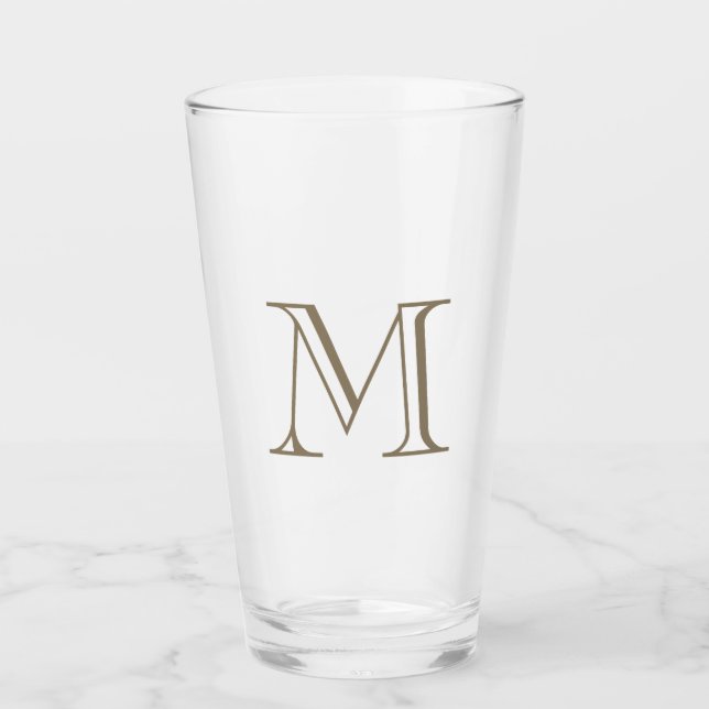 Enkel guldförgylld monogram  glaskopp (Framsida)