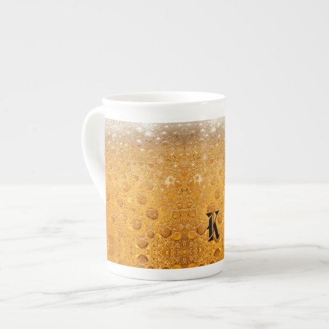 Enkel Guldöl Monogram Julfest Benporslin Mugg (Framsida vänster)