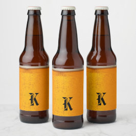 Enkel Guldöl Monogram Julfest Ölflaska Etikett