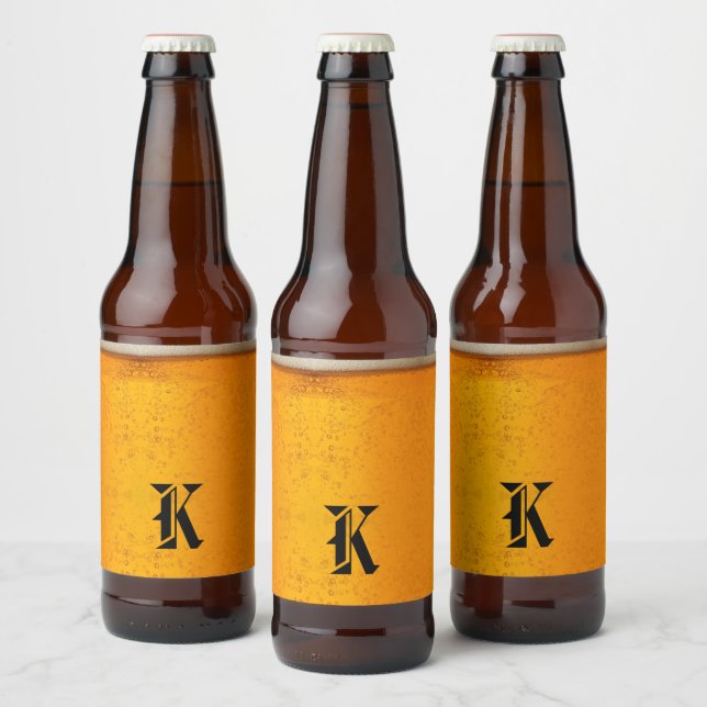 Enkel Guldöl Monogram Julfest Ölflaska Etikett (Flaskor)