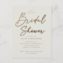 Enkel guldskrift bröllopsdusch vykort