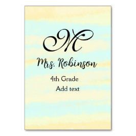 enkel gult, blåfärgsläraruppskattning bordsnummer