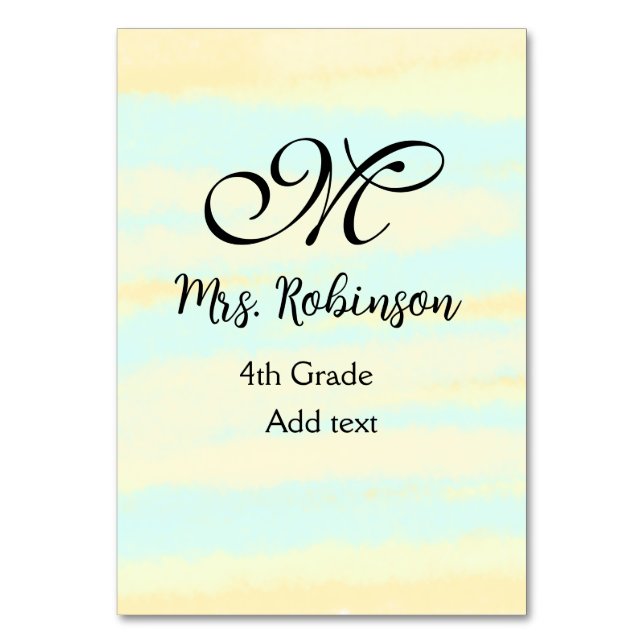 enkel gult, blåfärgsläraruppskattning bordsnummer (Framsidan)