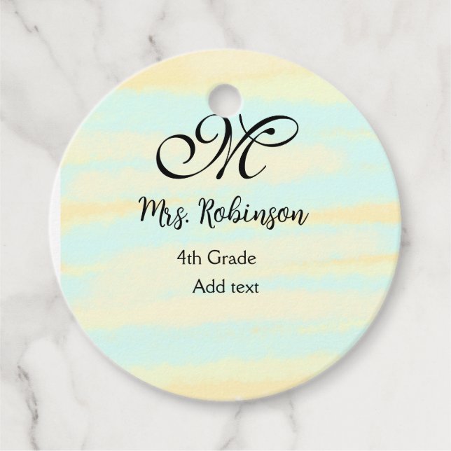 enkel gult, blåfärgsläraruppskattning gåvor etiketter (Framsida)