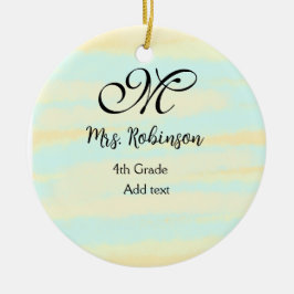 enkel gult, blåfärgsläraruppskattning julgransprydnad keramik