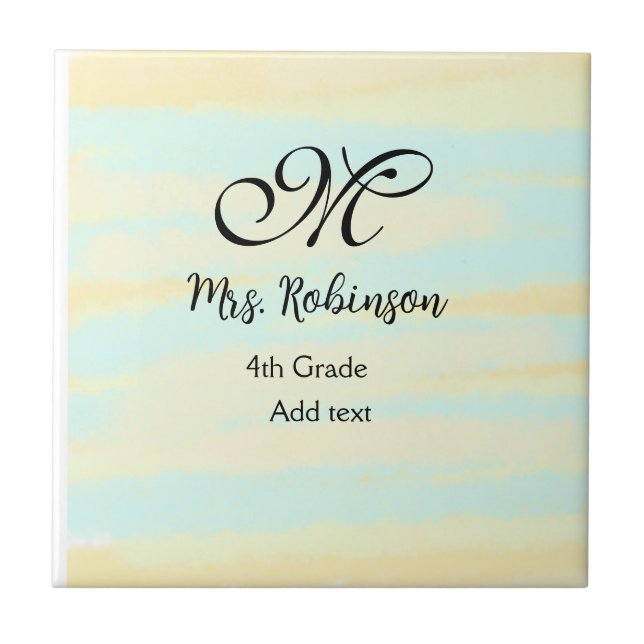 enkel gult, blåfärgsläraruppskattning kakelplatta (Framsidan)