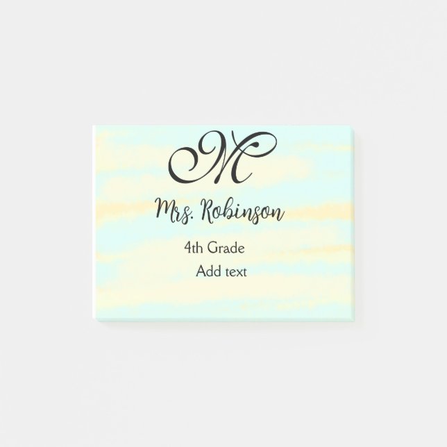 enkel gult, blåfärgsläraruppskattning post-it block (Framsida)