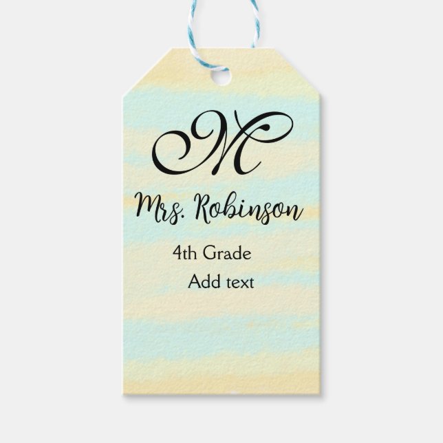 enkel gult, blåfärgsläraruppskattning presentetikett (Framsidan)