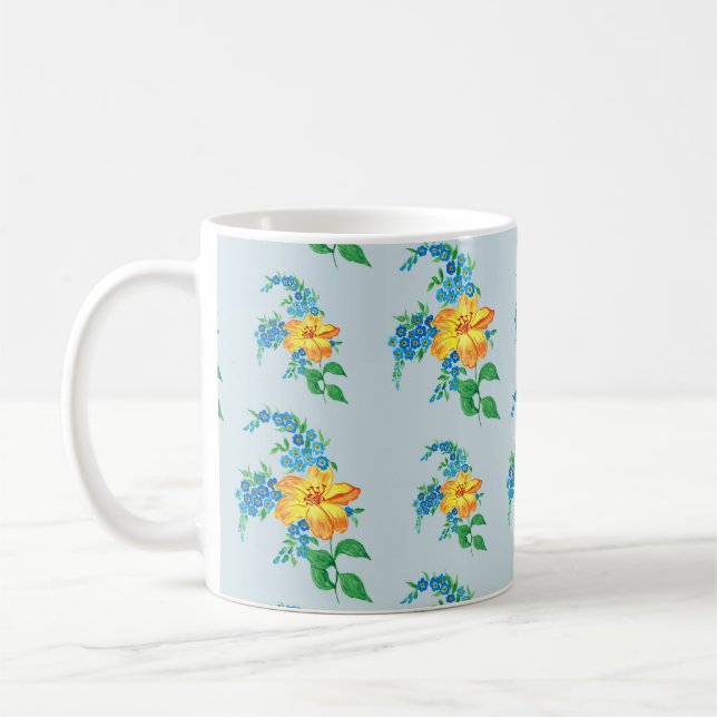 Enkel Gult Flower Mönster Kaffemugg (Vänster)
