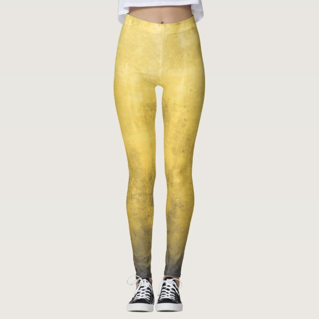 Enkel Gult Grått-Abstrakt Leggings (Framsida)