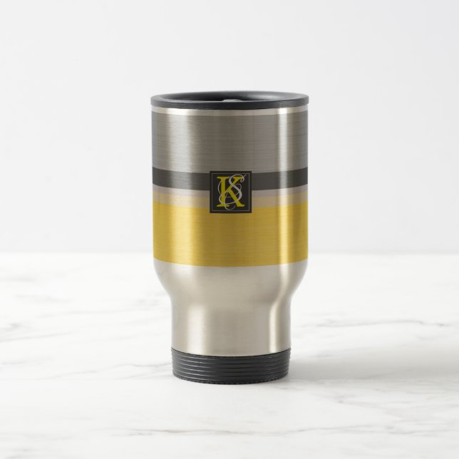 Enkel Gult med två ton och Monogram med Grått Init Resemugg (Center)