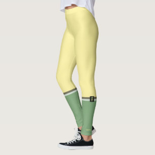 Enkel Gult och Asparagus Grönt 2-ton Leggings