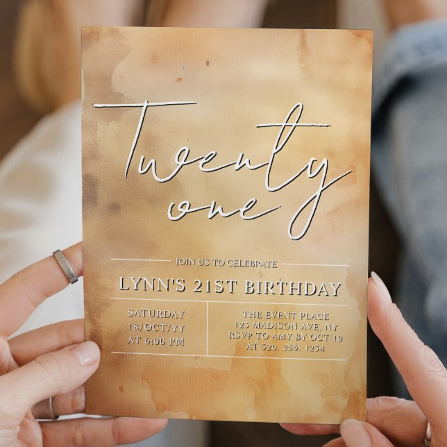 Enkel gult och elegant 21:a födelsedag party inbjudningar (Skapare uppladdad)