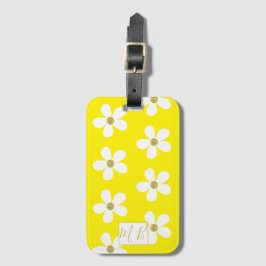 Enkel Gult Vit Daisy Guld Monogram Travel Bagagebricka