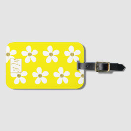 Enkel Gult Vit Daisy Guld Monogram Travel Bagagebricka