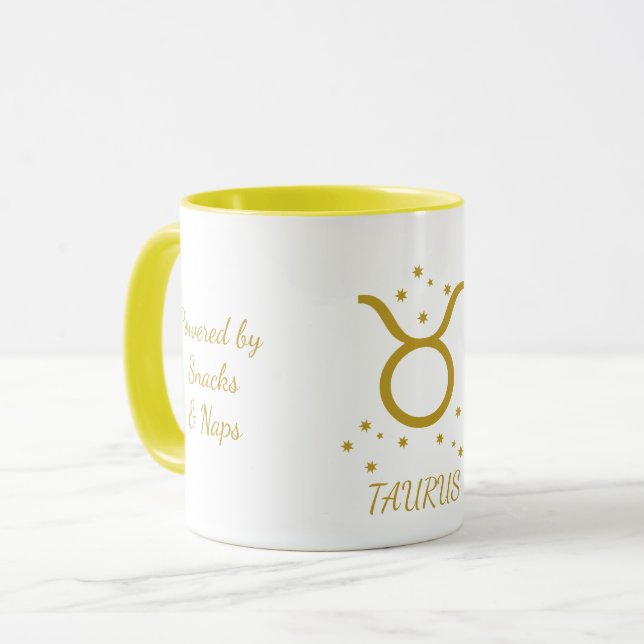 Enkel gyllene typografi Oxen Zodiak Kaffe Mugg (Framsida vänster)
