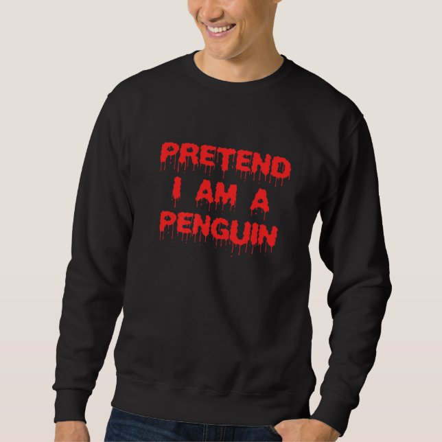 Enkel Halloween Pingvinkostym Låt Mig Vara En Ping Lång Ärmad Tröja (Framsida)