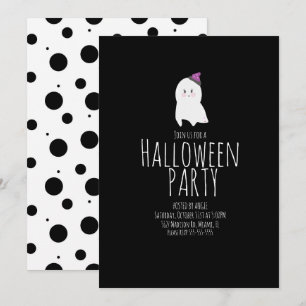 Enkel Halloween Söt Spöke Födelsedagsfest Inbjudningar