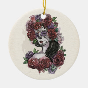 Enkel Hand plockade Diameter de los Muertos Julgransprydnad Keramik