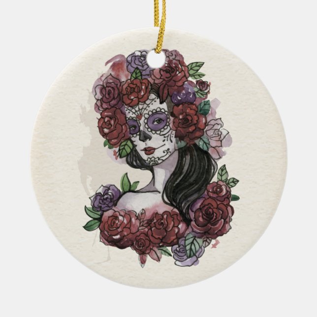 Enkel Hand plockade Diameter de los Muertos | Julgransprydnad Keramik (Framsidan)