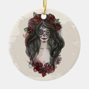 Enkel Hand plockade Diameter de los Muertos Julgransprydnad Keramik