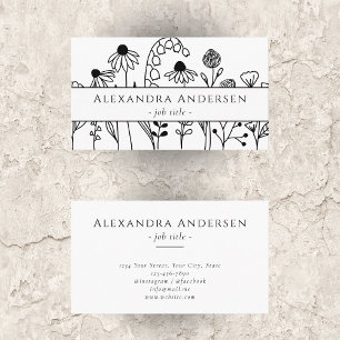 Enkel Hand plockade Wildblommor Minimalistisk Blom Visitkort
