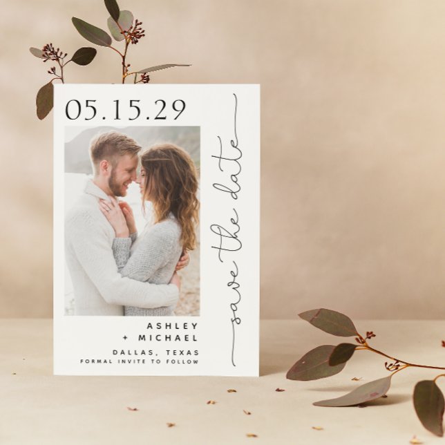 Enkel hand, teckenformaterad skripttypografi 4 fot spara datumet (Save Your Date in Style! Elegant & Personalizable Wedding Card. 💍💌 [Add Details])