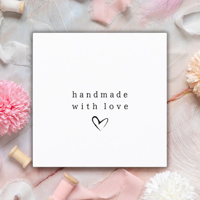 Enkel handdator med Kärlek Heart | Svartvit Fyrkantigt Visitkort (Skapare uppladdad)