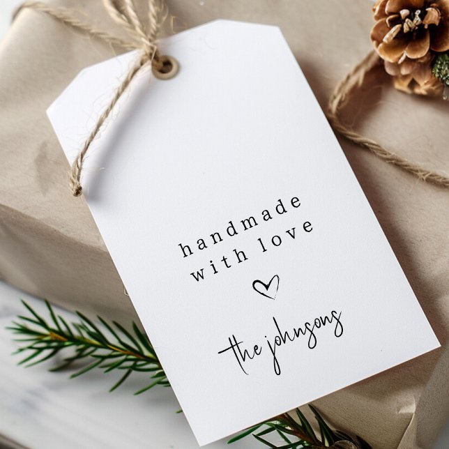 Enkel handdator med Kärlek Heart | Svartvit Presentetikett (Skapare uppladdad)