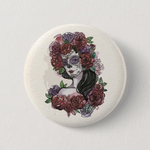 Enkel handdragen Dia de los Muertos Knapp