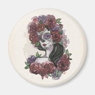 Enkel handdragen Dia de los Muertos   Magnet