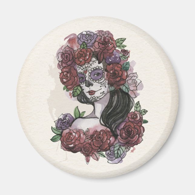 Enkel handdragen Dia de los Muertos | Magnet (Framsidan)