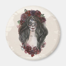 Enkel handdragen Dia de los Muertos | Magnet