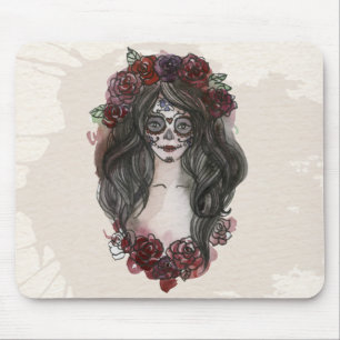 Enkel handdragen Dia de los Muertos Mousepad Musmatta