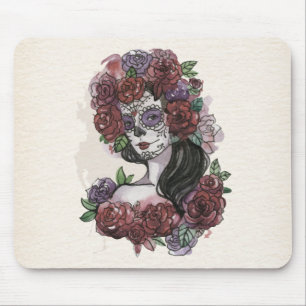 Enkel handdragen Dia de los Muertos Mousepad Musmatta