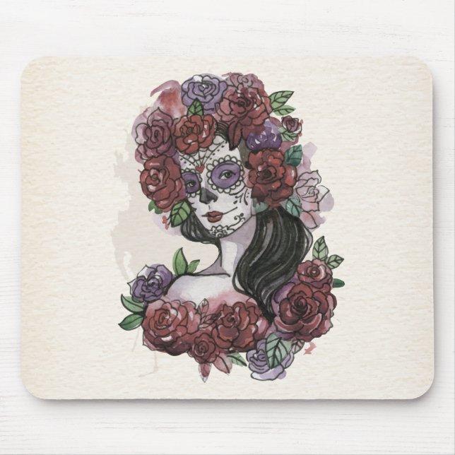 Enkel handdragen Dia de los Muertos | Mousepad Musmatta (Framsidan)