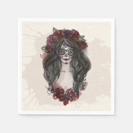 Enkel handdragen Dia de los Muertos | Napkin Pappersservett
