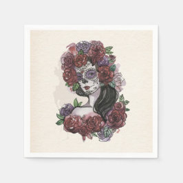 Enkel handdragen Dia de los Muertos | Napkin Pappersservett