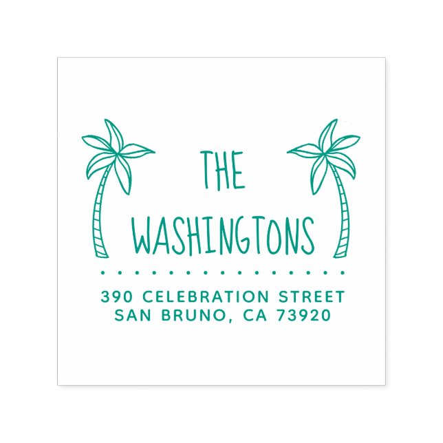 Enkel Handflatan Träd Family Namn Returadress Självfärgande Stämpel (Design)