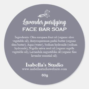 Enkel handgjord soapingrediens för lavender runt klistermärke