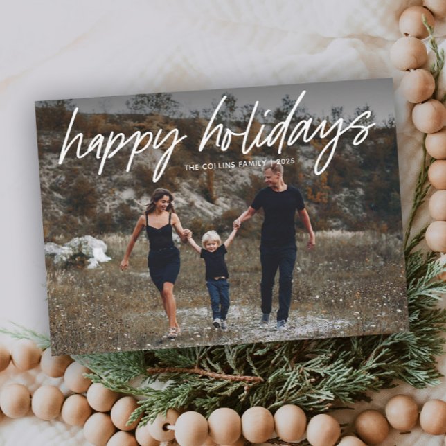 Enkel handritad 2-foto  julkort (Simple hand lettered 2 photo holiday card. )