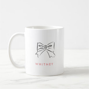 Enkel Handritad Coquette-båge Rosa Personlig Kaffemugg
