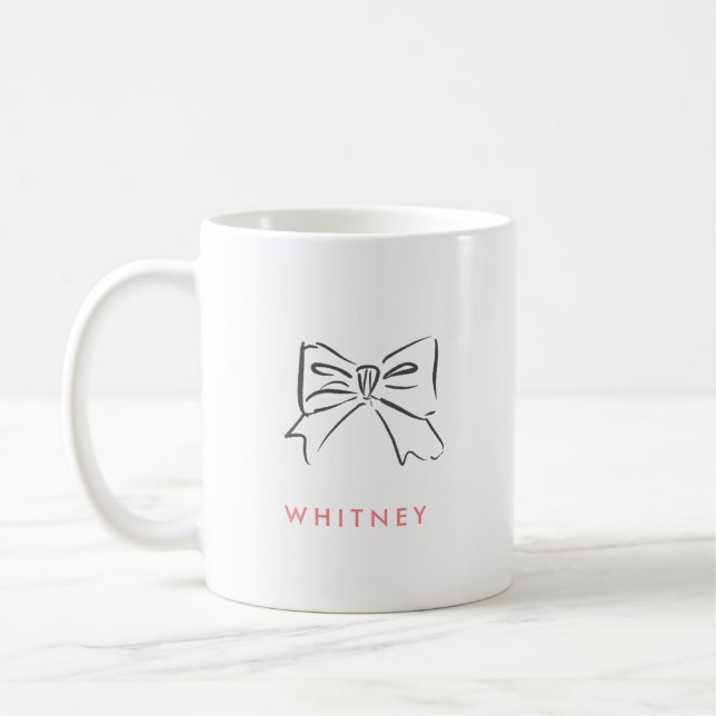 Enkel Handritad Coquette-båge Rosa Personlig Kaffemugg (Vänster)