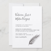 Enkel Handritad Palmträd Blad Bröllop