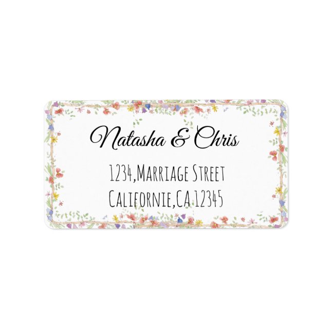 Enkel handskrift av Namn och blommigt Adressetikett (Framsidan)