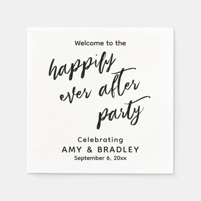 Enkel Handskrift för 'Happily Ever After Party' Pappersservett (Framsidan)