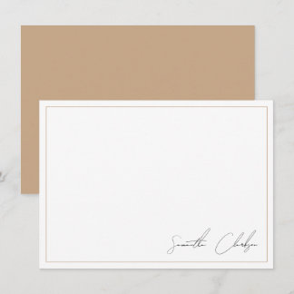 Enkel handskriven Boho Tan Gräns Anteckningskort